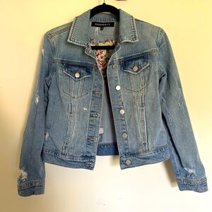 Prosperity denim embroidered distressed jacket